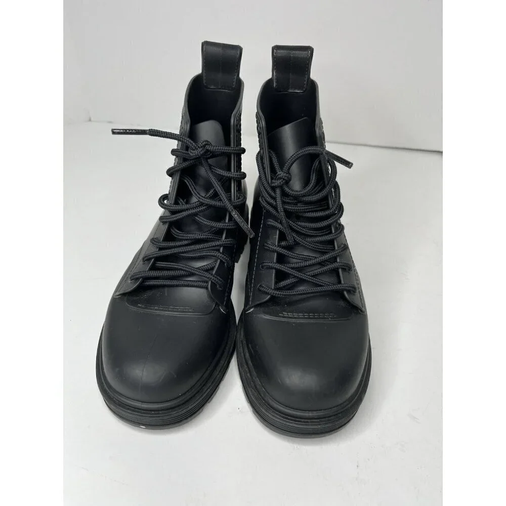 Mini Melissa Coturno Black Jelly Lace Up Platform Boots Size 4/EU35